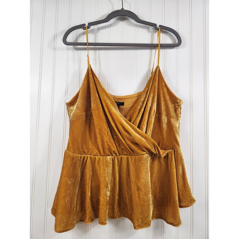 NEW J.Crew Women's Velvet Peplum Camisole Top Mustard Yellow Wrap Surplice XXL